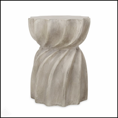 Table d'appoint en béton léger avec dessus en soleil et forme de sablier CANIS, parfaite pour les espaces extérieurs modernes.
