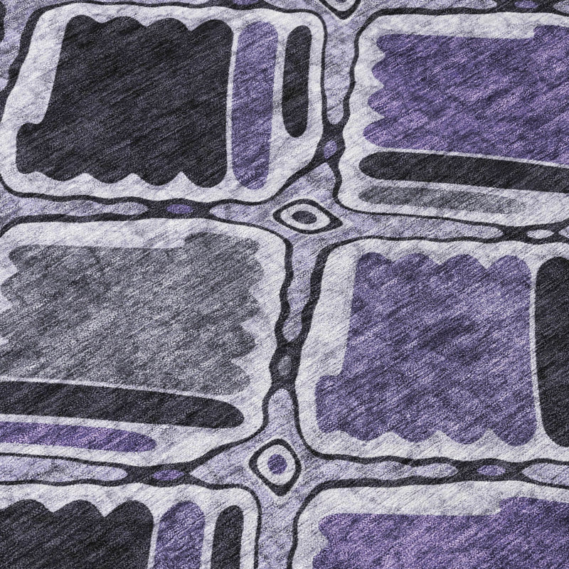 Tapis géométrique intérieur / extérieur lavable à la machine Chantille ACN2799, 10 pi x 14 pi, Mauve