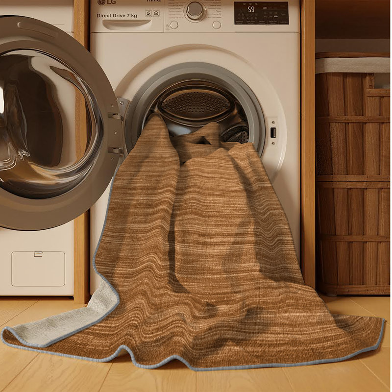 Tapis brun uni lavable à la machine, Rectangulaire 3 pi x 5 pi