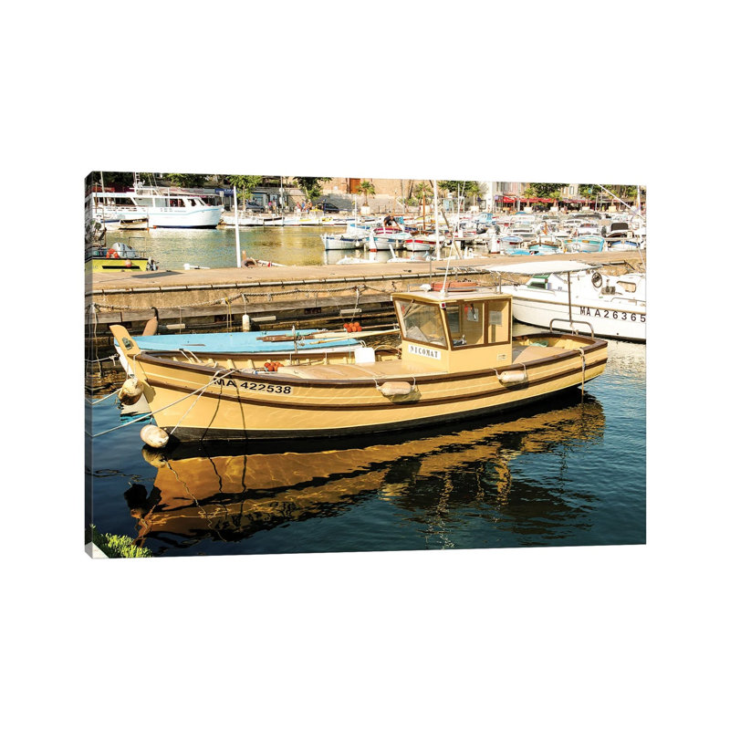 France Provence Port Sunset 1 Piece Wrapped Canvas Wall Art, 20.32 cm H x 30.48 cm W