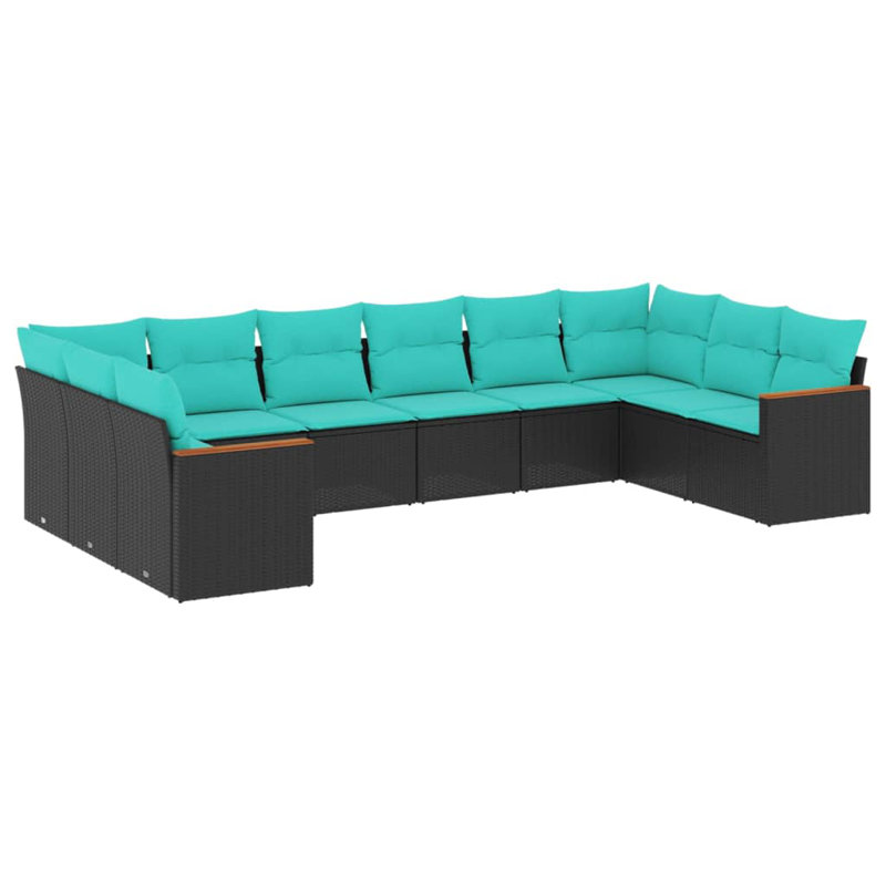 Ensemble de canapé de jardin d'extérieur noir