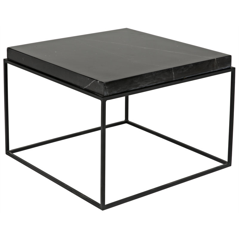 Lomax Minimalist Black Marble and Metal 26" Coffee Table