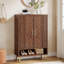 Armoire de rangement 29,52 pouces en bois noyer à 6 niveaux avec portes