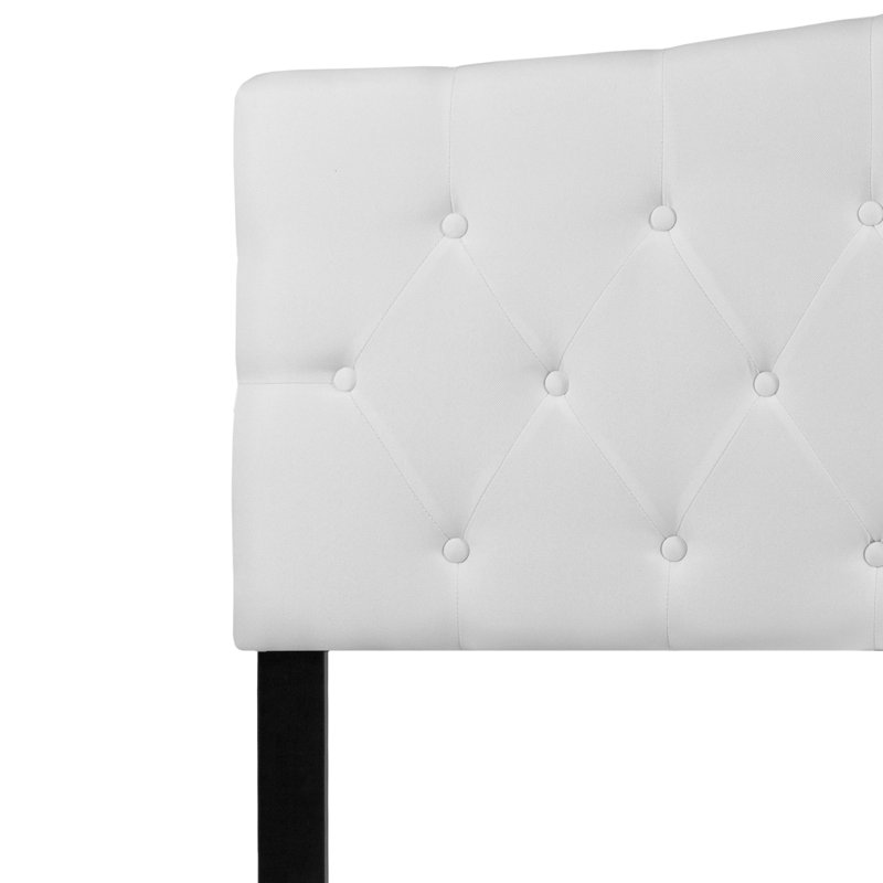 Tête de lit tapissier arquée capitonnée à boutons Ciriaca, Grand, Blanc