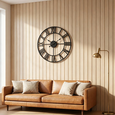 23.6" Vintage Iron Wall Clock with Roman Numerals & Silent Movement