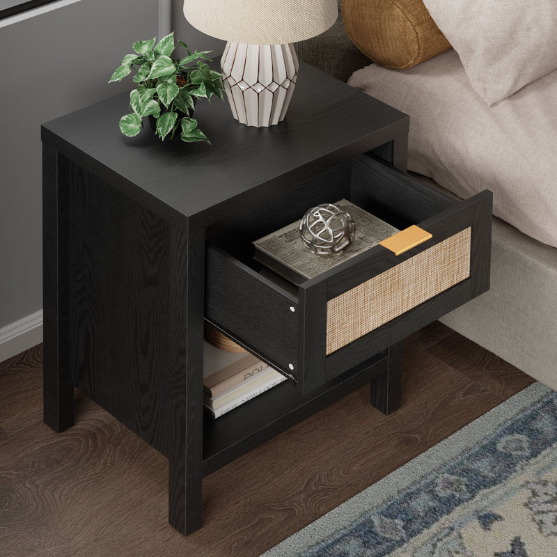Beason 19.7'' W Nightstand, Black Oak