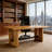 Solid Wood Desk – Rectangular Computer Desk for Home and Office-1652332617