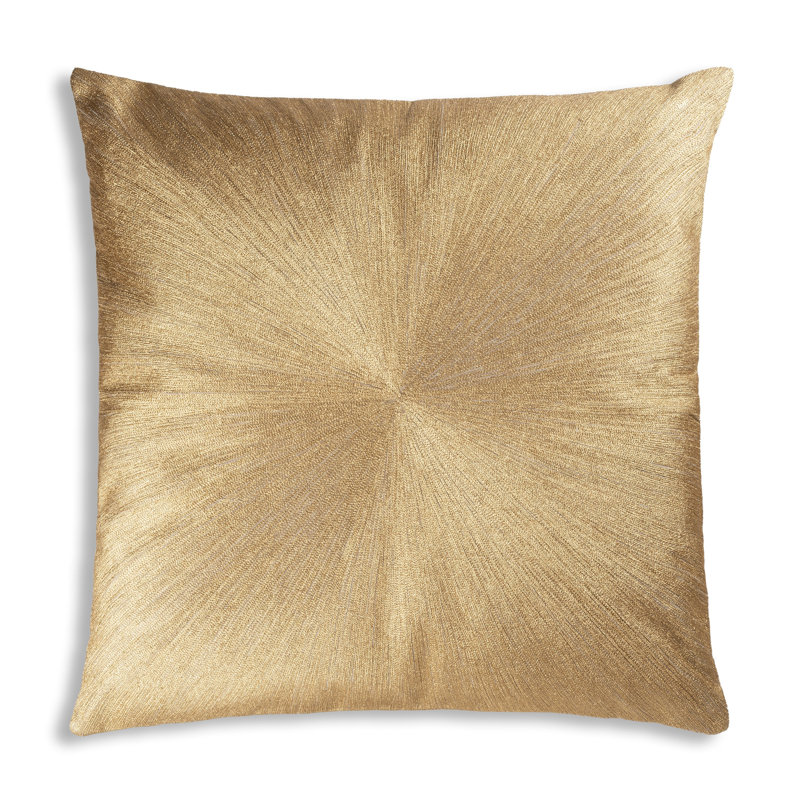 Coussin décoratif en lin brodé ivoire Cloud9 Design Nim 20 po x 20 po, Or