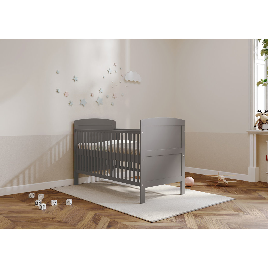 Reggie Grey Cot Bed with Mattress 140x70x10cm