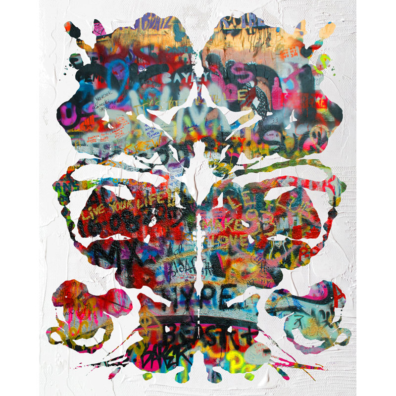 «Rorschach Graffiti» par Stephen Chambers, peinture sur toile tendue, H 18 po x l 15 po x P 1,5 po