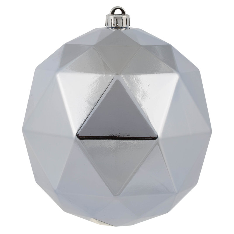 8" Geometric Ball Ornament Featuring a Shiny Finish., Lilac