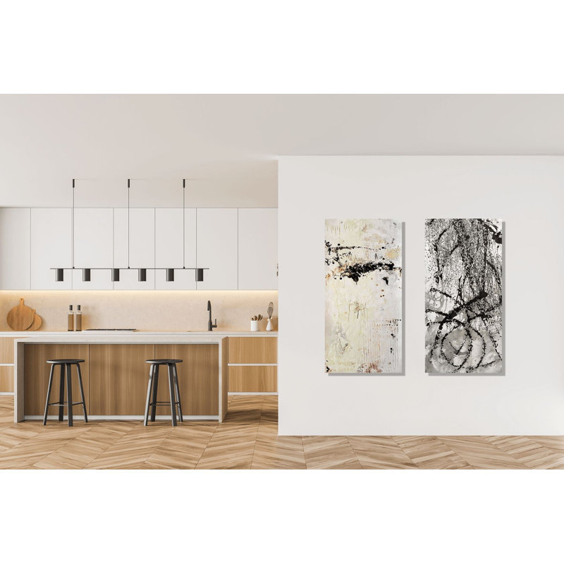 Ink Wax Paint Set by John Beard - Artist Enhanced Canvas Print, 36" H x 72" W x 2" D, White Framed