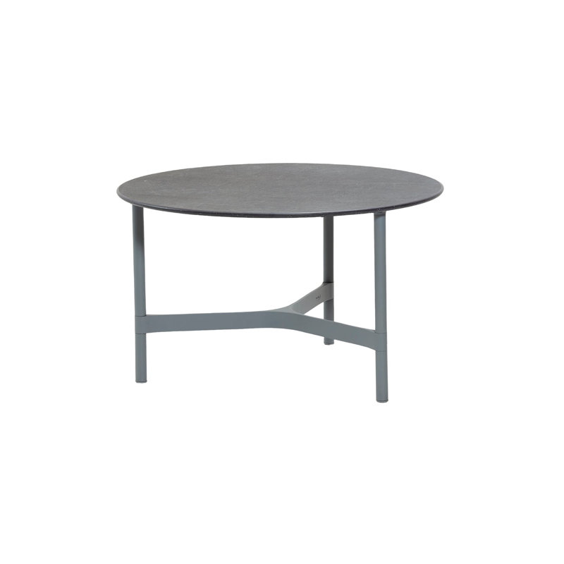 Twist Outdoor Round Teak Coffee Table, Lava Gray/Black, 16.59" H x 27.6" W x 27.6" D