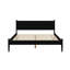 Lit plateforme très grand de style Mid-Century avec finition noire, construction, pieds ronds effilés, ensemble de lattes pour lit de chambre à coucher en bois, sans sommier, style