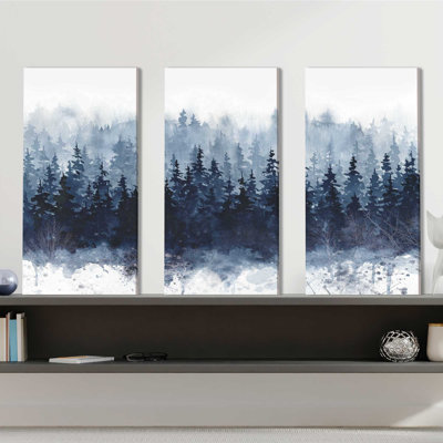 Indigo Forest - ensemble de 3 reproductions d'art sur toiles tendues