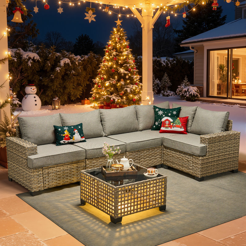 Carolle 6 - Person Sectional Seating Group With Cushions, Dark Gray