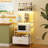Bakers Rack with Power Outlet, Coffee Bar Table with LED Light, Kitchen Storage Shelf Rack Neishae
