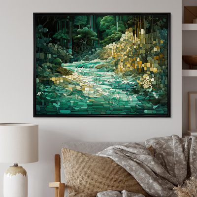 Abstrait forêt émeraude sauvage, rivière I