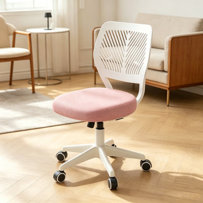 Fauteuil de bureau ergonomique compact pivotant sans accoudoirs, chaise de bureau rembourrée en filet pour enfants et adolescents