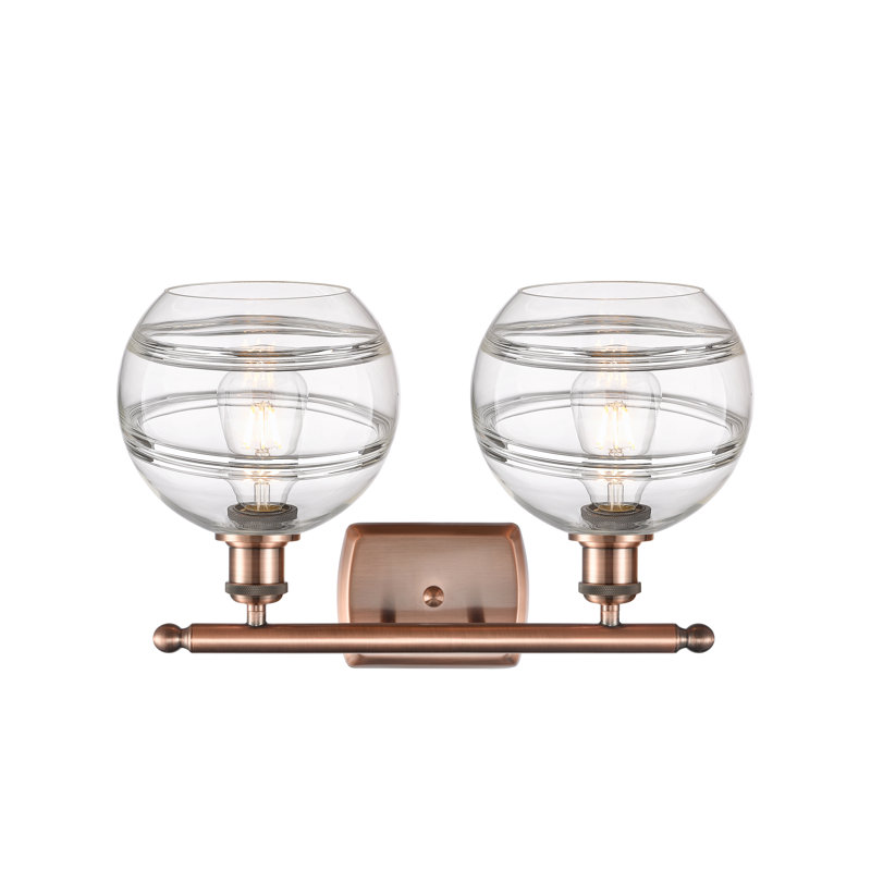 Éclairage pour meuble-lavabo à 2 lumières à intensité variable Bienes, Transparent, Cuivre antique