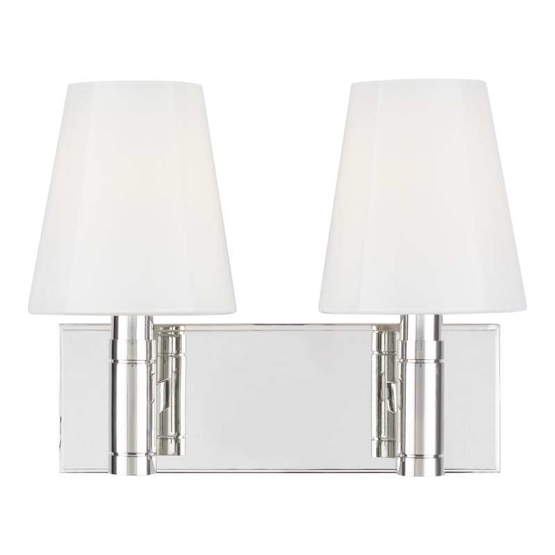 Polished Nickel 2-Light Vanity with Milk White Glass Shades