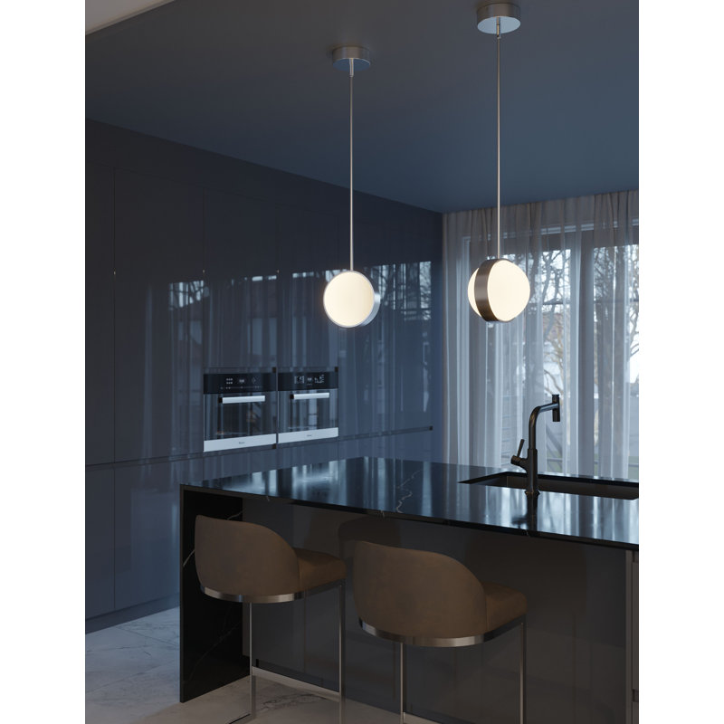 Luminaire suspendu à DEL Janelda, Nickel satiné, 9"
