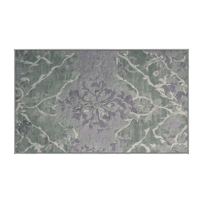 Machine Washable Gray Area Rug, Rectangle 2' x 3'