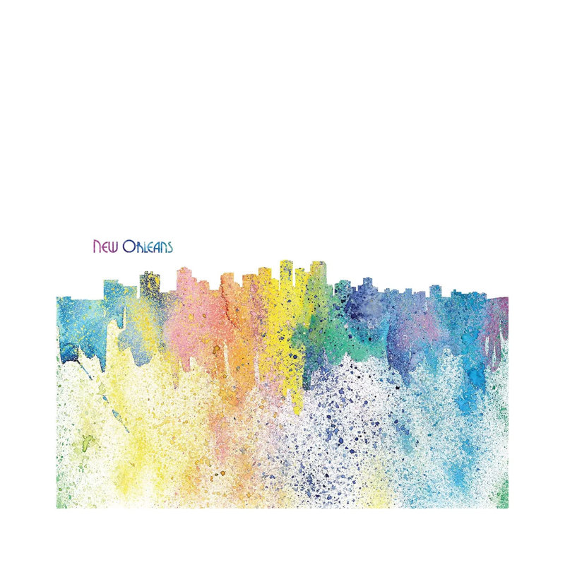New Orleans Skyline Silhouette Impressionistic Splash 1 Piece Wrapped Canvas Painting, 30.48 cm H x 30.48 cm W