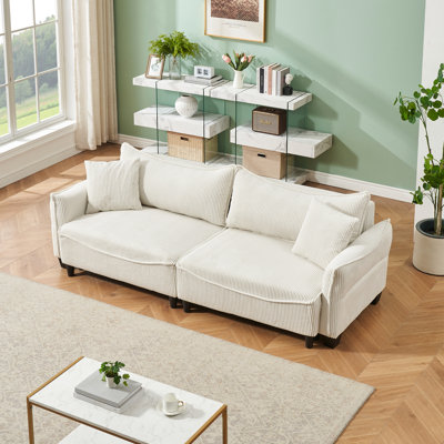 Velours côtelé beige avec coussins de soutien - offre un confort optimal et convient à de multiples environnements