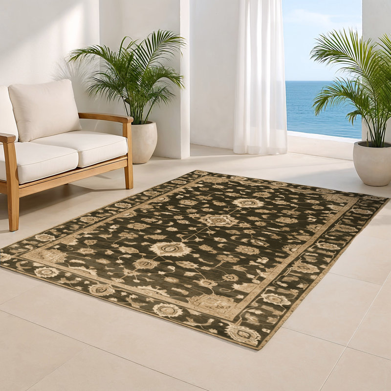Tapis intérieur et extérieur brun Overdyed, Rectangulaire 8 pi x 10 pi