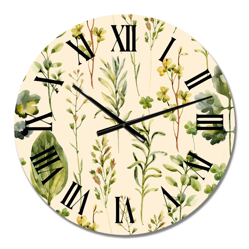 Meadow Weeds and Herbs II - Patterned Wall Clock, Small