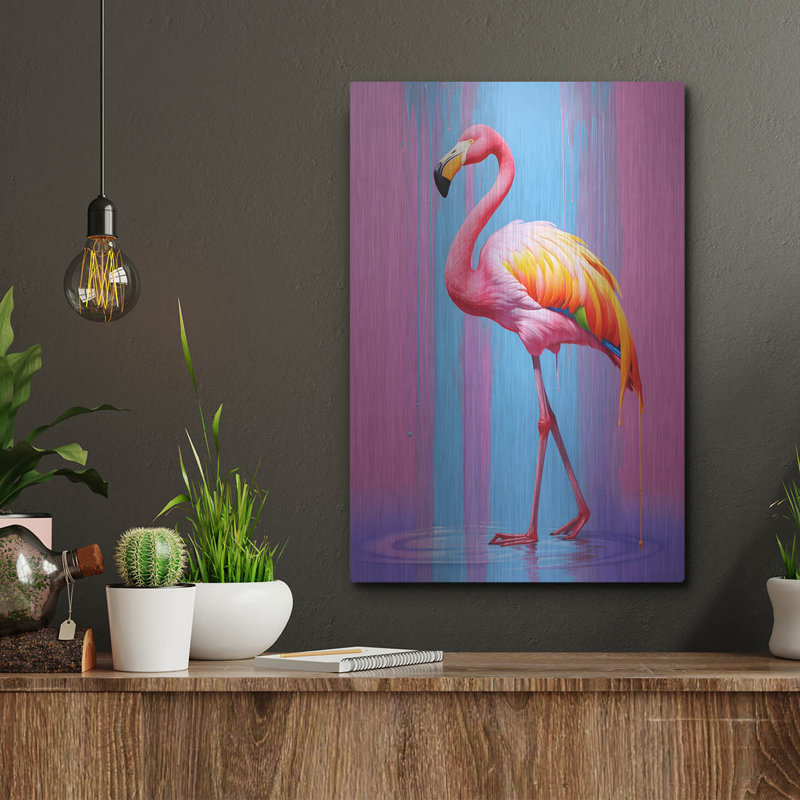 «Flamingo Pop Art» par Andreas Magnusson, art mural en métal, H 16 po x l 12 po