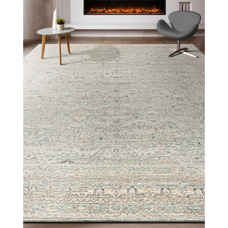 Tapis rectangulaire en laine noué à la main, Rectangulaire 8 pi x 10 pi