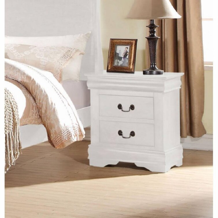 Louis Philippe Solid Wood 2 Drawer Nightstand