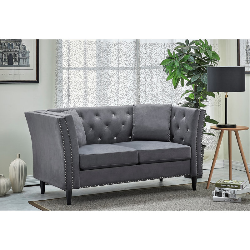 Cloyd 62.2'' Velvet Loveseat, Gray
