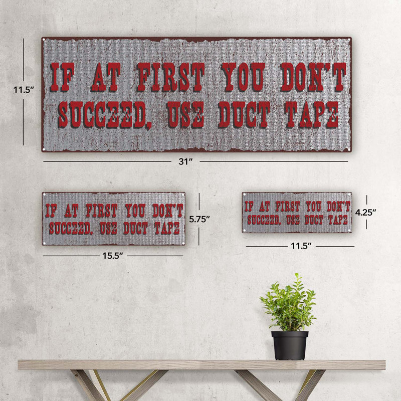 «Duct Tape Quote» sur métal, H 4,25 po x l 11,5 po