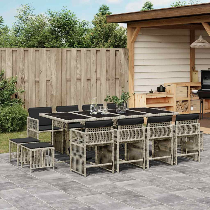 Patio Dining Set with, Light Grey, Black