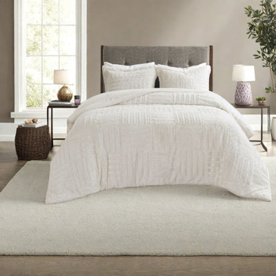 Cozy Bedding Sets Faux Fur Twin, Modern Checkerboard Style For Home