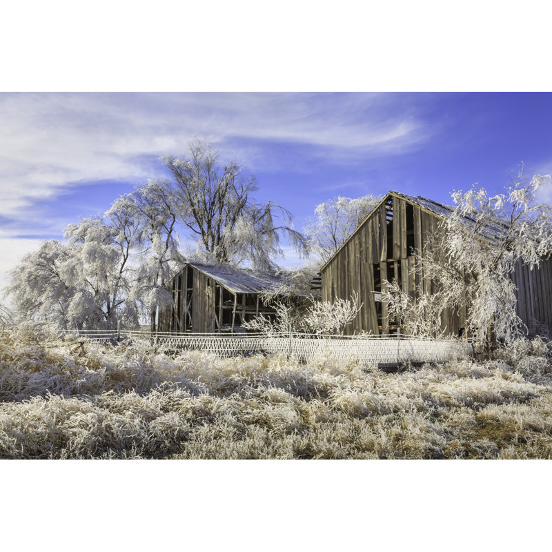 Frozen Icy And Snowy Old Barns by Dszc - No Frame Art Prints on Canvas, 51cm H x 76cm W