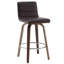 Tabouret pivotant rembourré Bomia avec structure en bois massif et dossier en similicuir en L-221022962-221022963