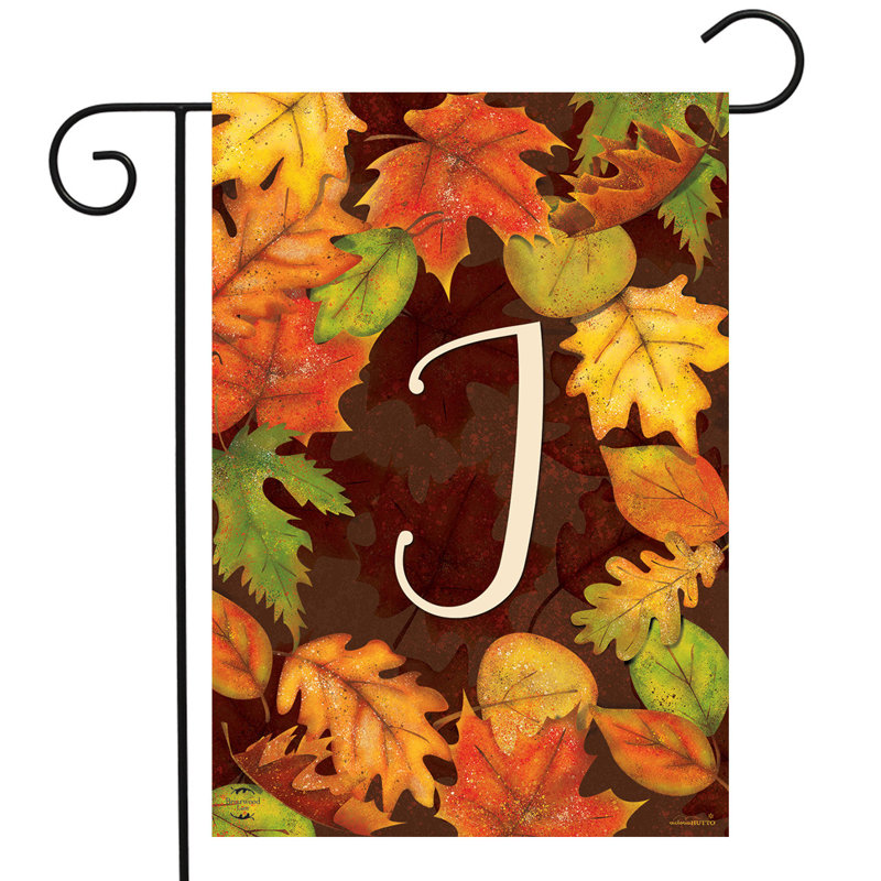 Feuilles d'automne, monogramme, lettre J, drapeau de jardin