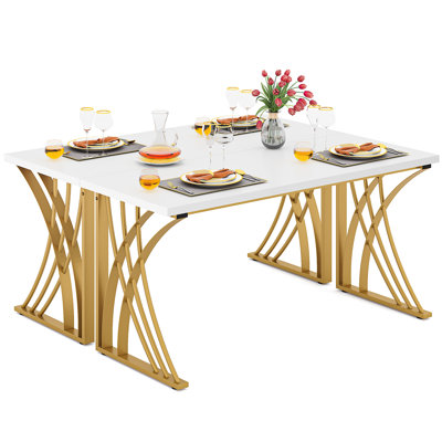 Ensemble de 2 grands bureaux d'ordinateur modernes de 55 po Govanni, table d'étudiant pour ordinateur portable de luxe, coiffeuse de maquillage avec structure épaisse et pieds solides, poste de travail d'écriture robuste pour la maison et le bureau, 2 pièces