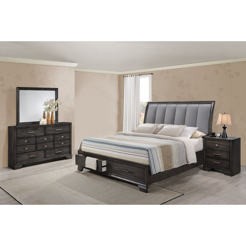 Ensemble de chambre avec lit plateforme de rangement Rodericka 4-1_Natividad, Très grand