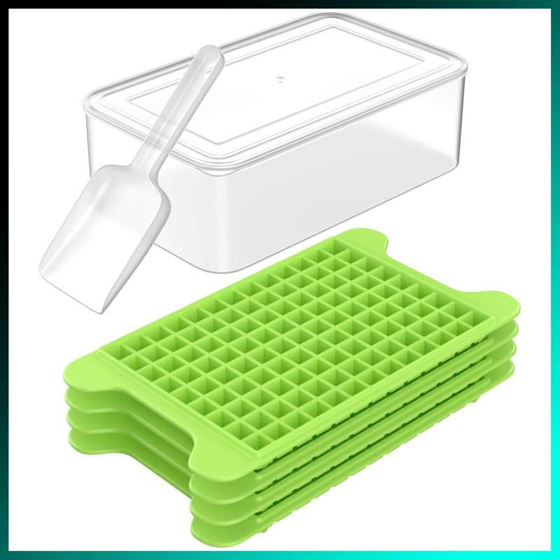 Mini Ice Cube Tray For Freezer - 4 Pack Small Nugget Ice Trays With Airtight Storage Bin, 117 Cubes Total | Easy Release Crushed Ice Maker For Cocktails, Sodas & Smoothies | Perfect For Home Bars, Parties & Office Use