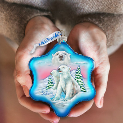 Collection de splendor de noël en verre en flocon de neige polaire bear