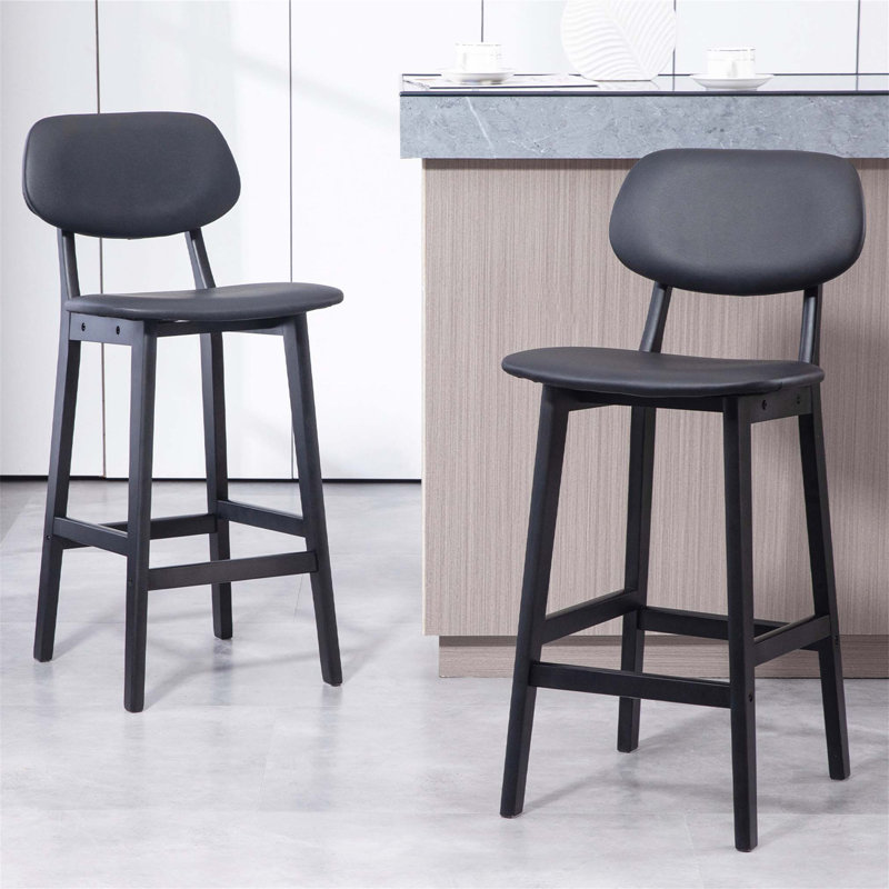 Bigvai Counter Stool with Solid Wood Frame, Black
