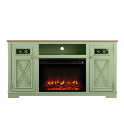 61" Media Console TV Stand With Electric Fireplace For TV's Up To 65"