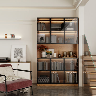 Glennell Lighted China Cabinet With Glass Doors And Shelves by Ebern Designs