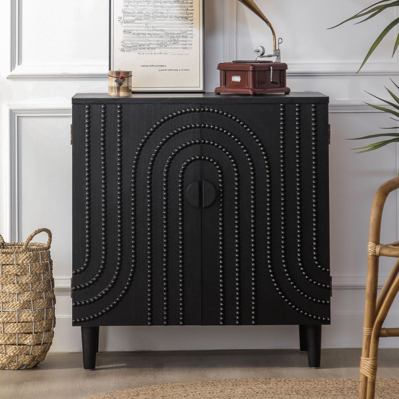 30" Black Wood Accent Cabinet