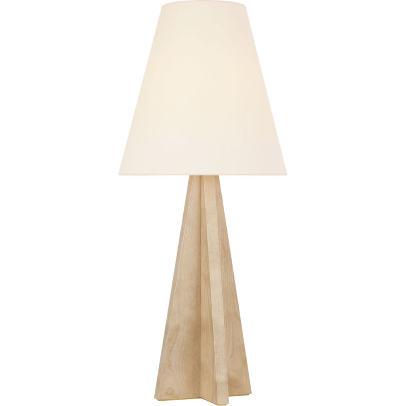 Crue 34" Table Lamp with Linen Shade, Natural Maple